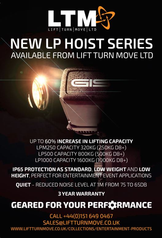 LTM has extended its Entertainment LP Electric Chain Hoist series with the addition of the LP1000 Hoist