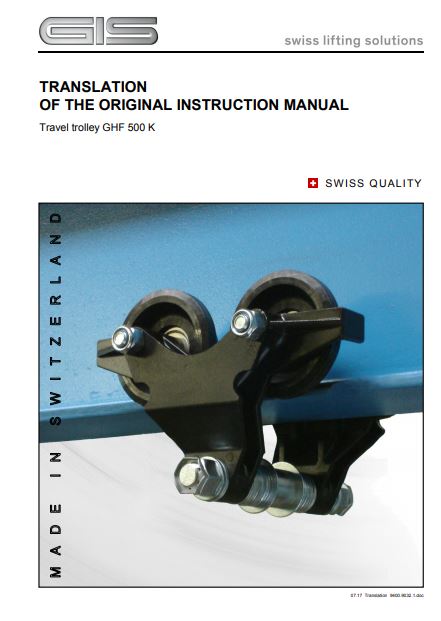 Push Travel Trolley - GHF 500K Type - Instruction Manual - LTM Lift Turn Move