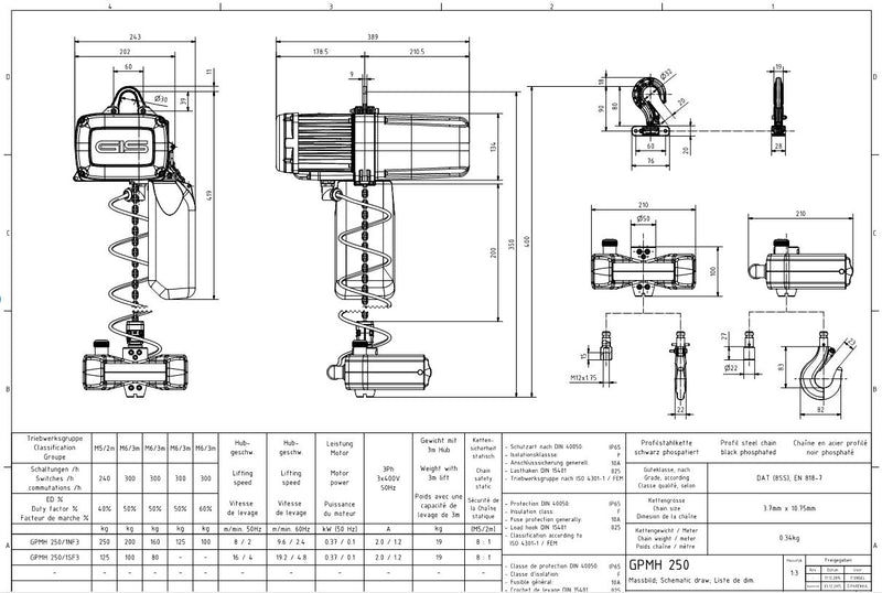 Chain Handy GPMH 250 - Dimensional Drawing - LTM Lift Turn Move