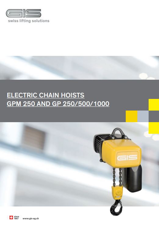 GIS GP 250/500/1000 & GPM 250 Electric Chain Hoist - Brochure - LTM Lift Turn Move
