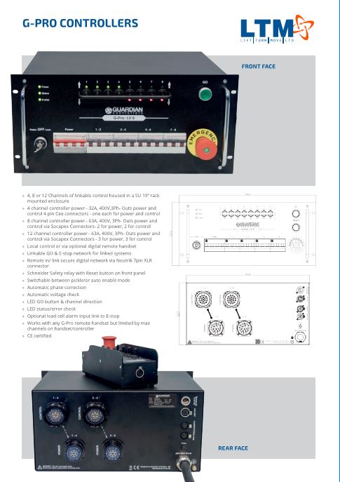 Touring Hoist Controller - Guardian G-Pro 4, 8 or 12 Channel - Datasheet - LTM Lift Turn Move