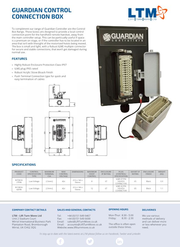 Guardian Control Connection Box - datasheet - LTM Lift Turn Move